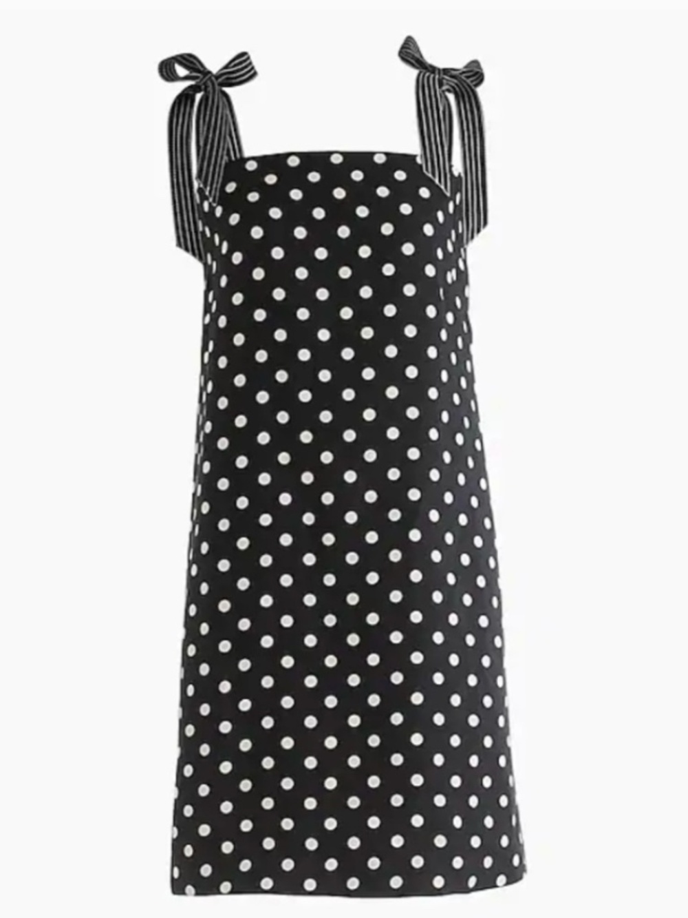 NWT J. Crew Navy and White Polka Dot Tie-Shoulder Mini Dress Size 10